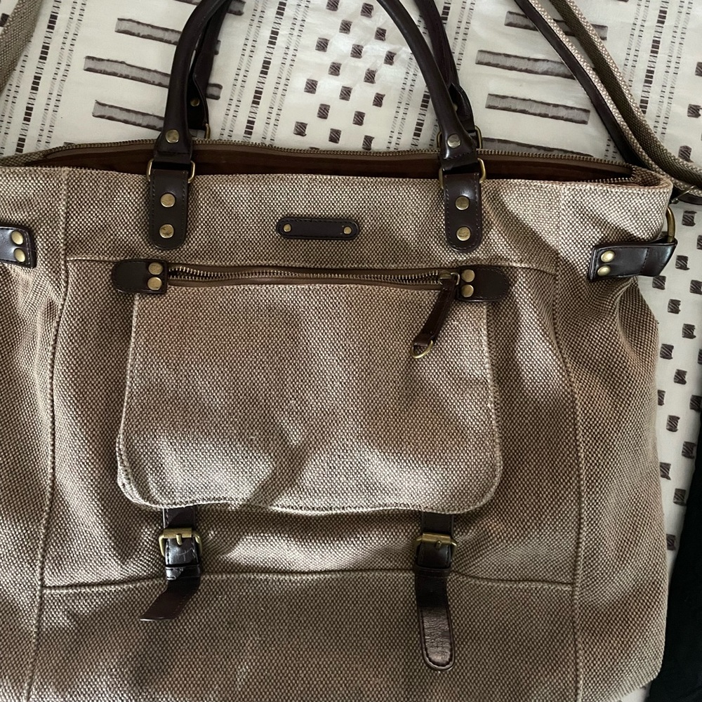 Tweed look brown/tan BDG bag from Urban Outfitters.